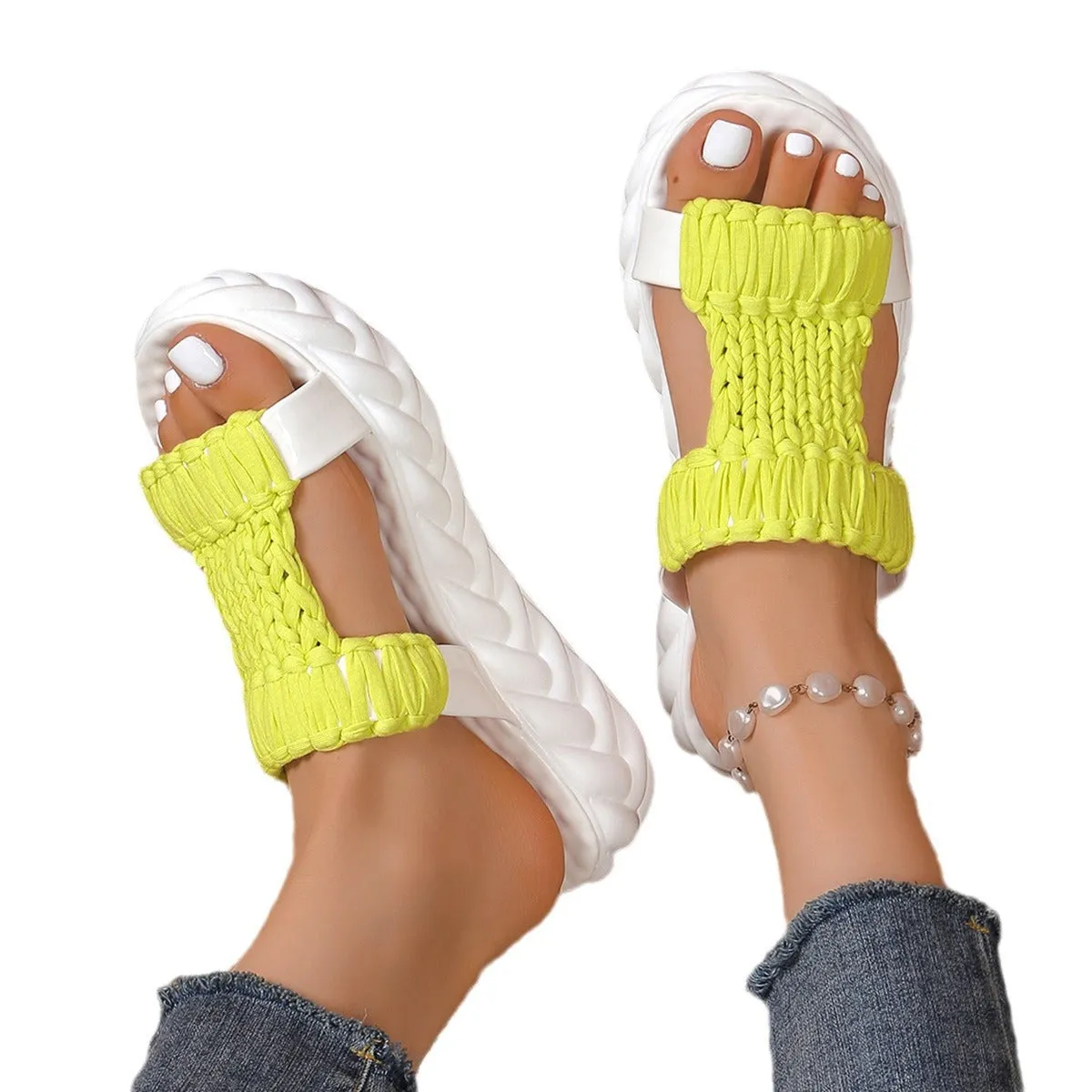 2025 HOT SALE-50% OFFBright Color Chunky Woven Slippers