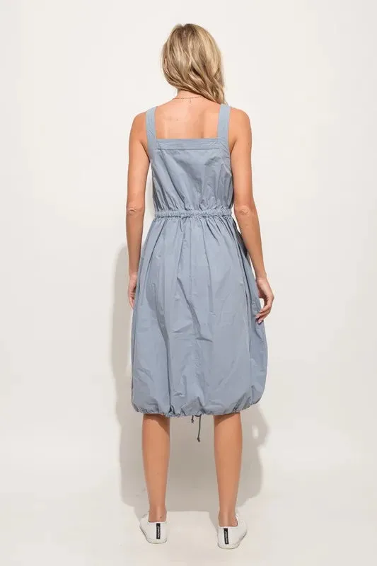 And The Why Front Zipper Overall Dress with String Details