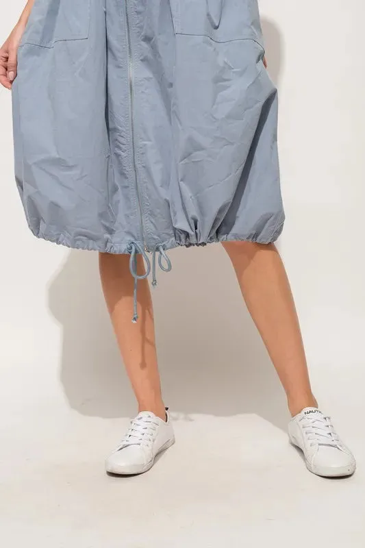 And The Why Front Zipper Overall Dress with String Details