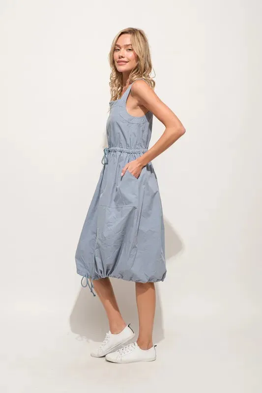 And The Why Front Zipper Overall Dress with String Details