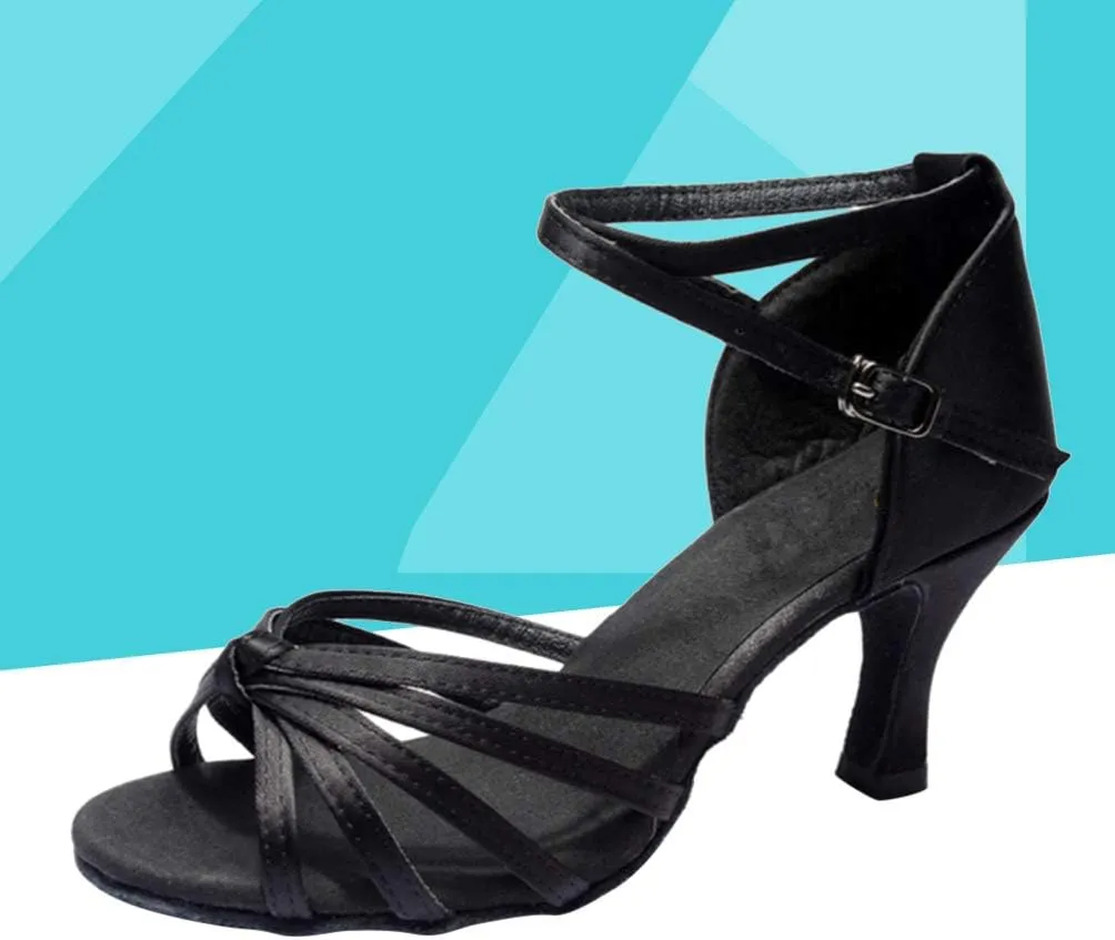 ARTIBETTER High Heel Dance Shoes for Women Latin Dance Heels Straps Satin Finish Size 36 Black