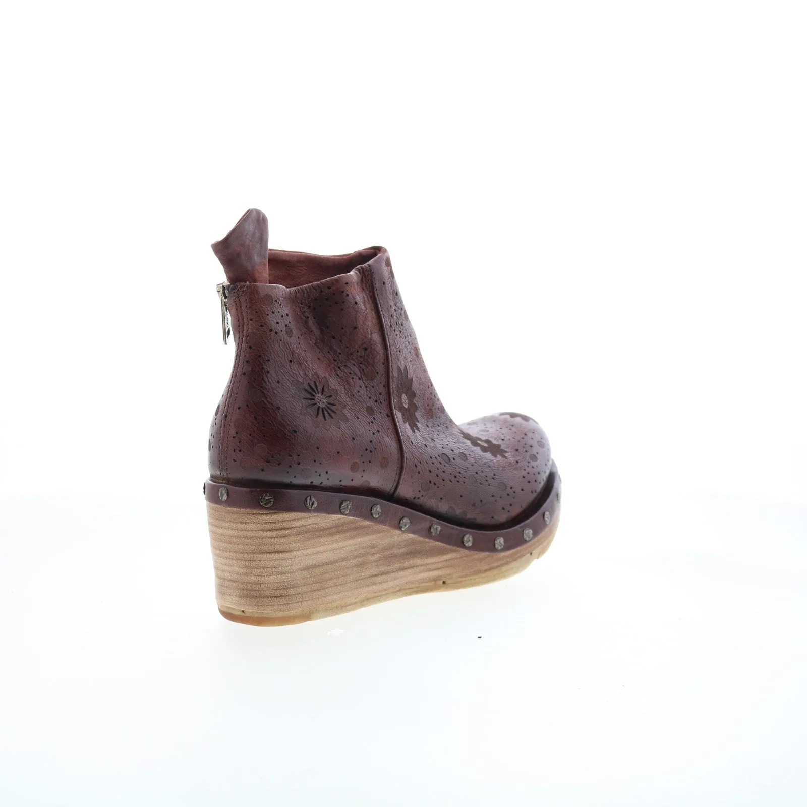 A.S. 98 Savina Floral Womens Brown Leather Zipper Casual Dress Boots
