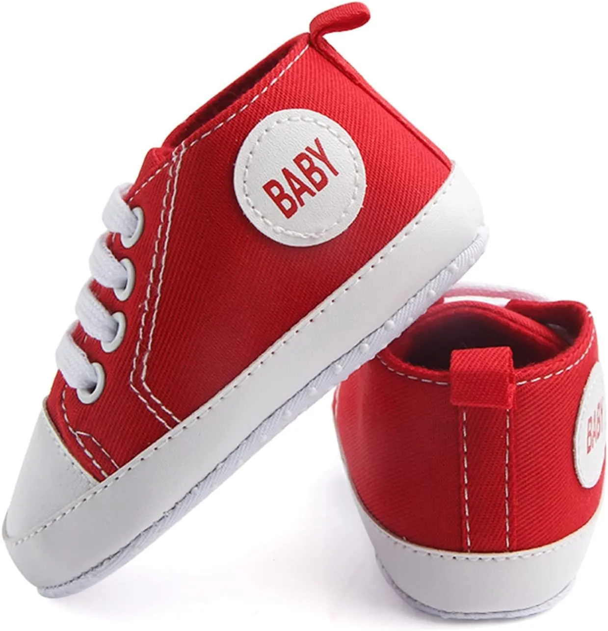 Baby Girls Boys Canvas High Top Shoes Lightweight Breathable Non-Slip Sneakers Infant Flat First Walking Shoes