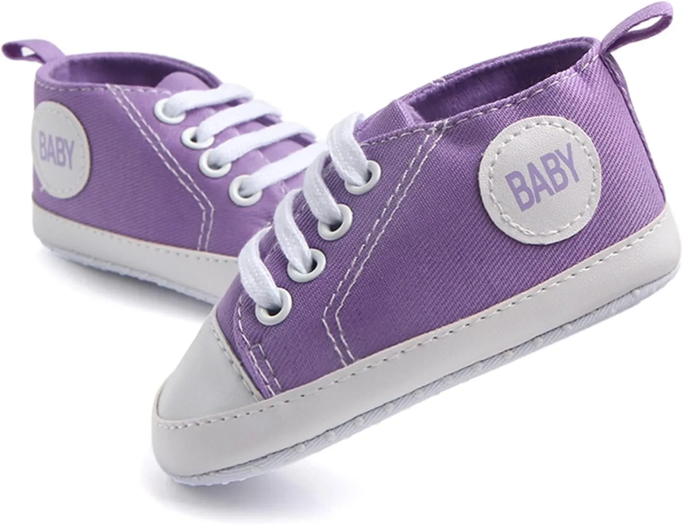 Baby Girls Boys Canvas High Top Shoes Lightweight Breathable Non-Slip Sneakers Infant Flat First Walking Shoes