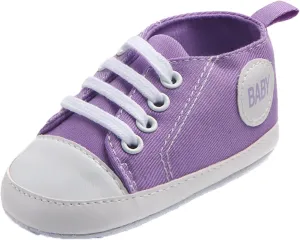 Baby Girls Boys Canvas High Top Shoes Lightweight Breathable Non-Slip Sneakers Infant Flat First Walking Shoes