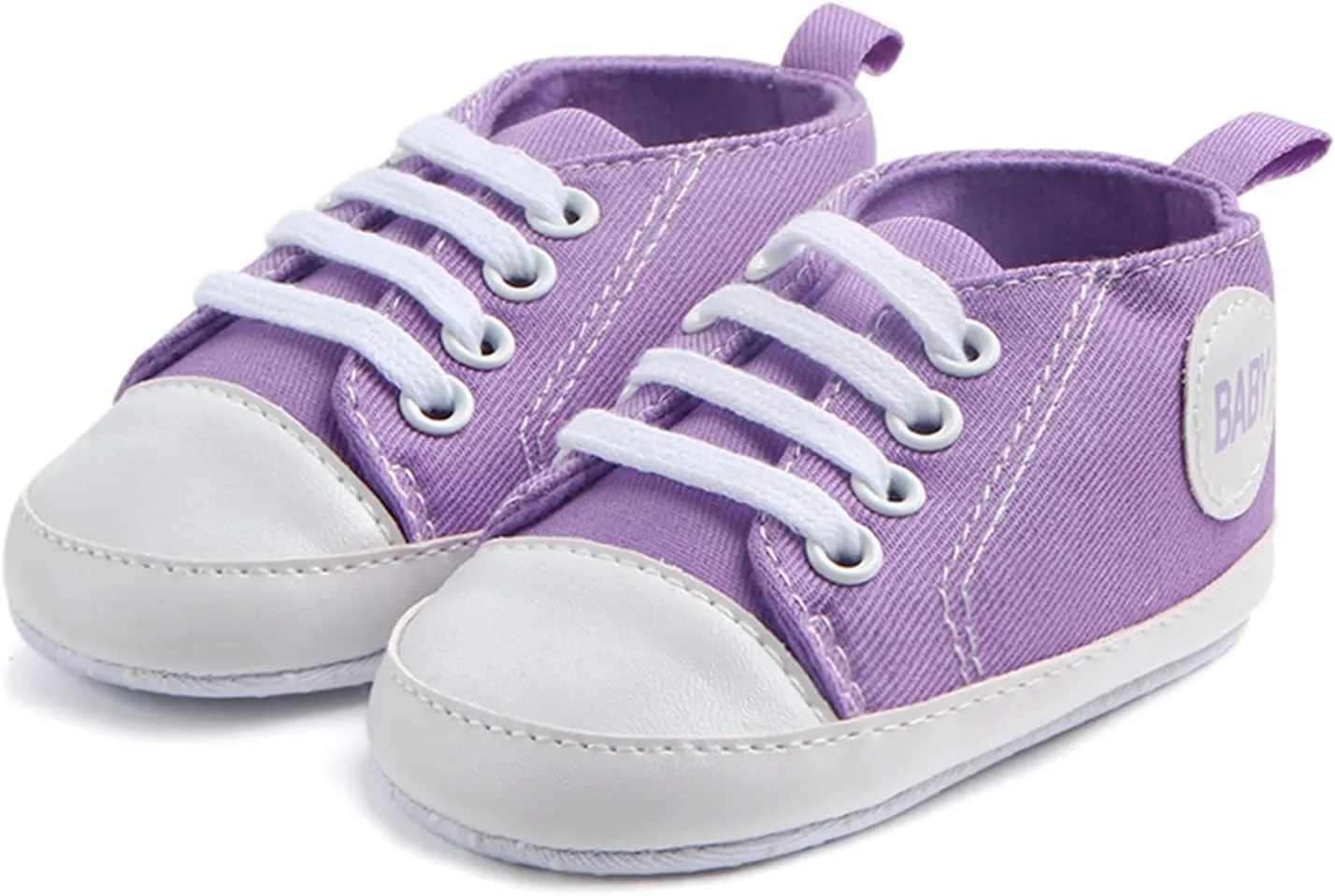 Baby Girls Boys Canvas High Top Shoes Lightweight Breathable Non-Slip Sneakers Infant Flat First Walking Shoes