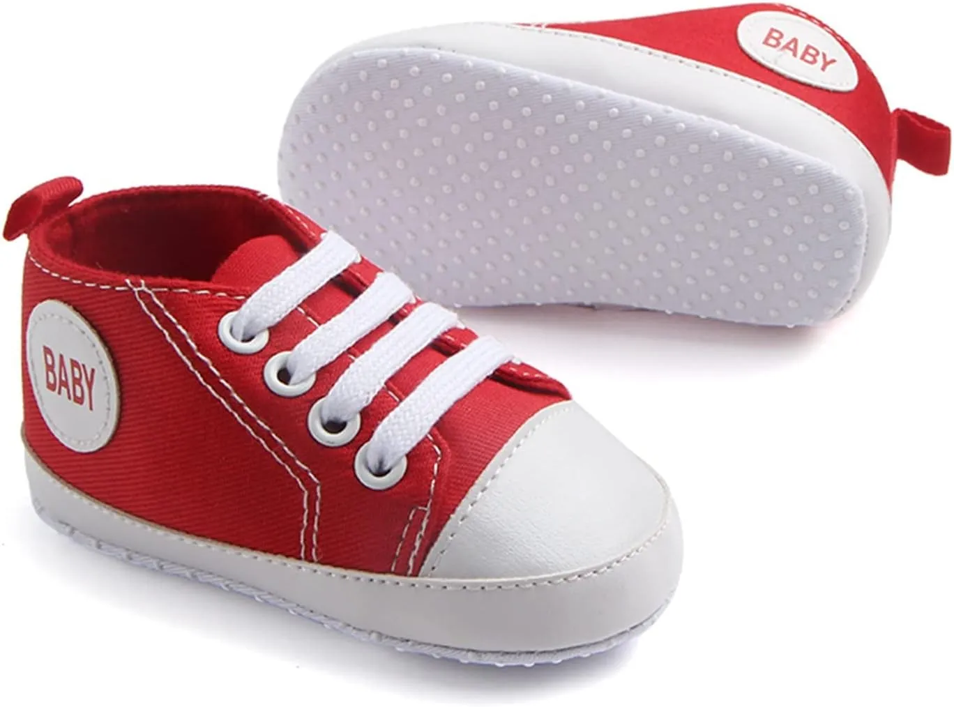 Baby Girls Boys Canvas High Top Shoes Lightweight Breathable Non-Slip Sneakers Infant Flat First Walking Shoes