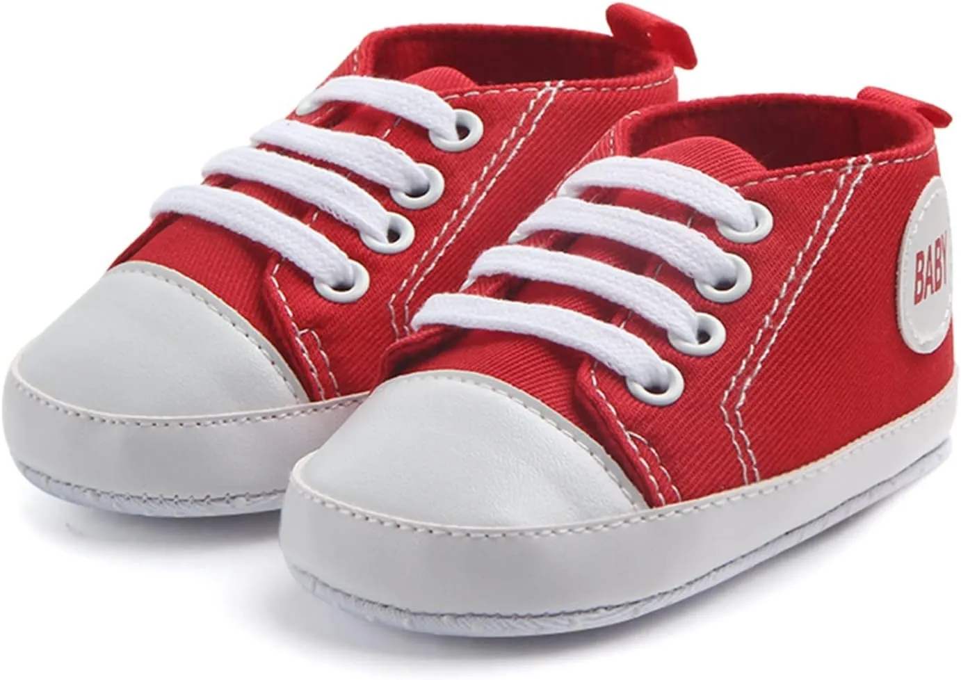 Baby Girls Boys Canvas High Top Shoes Lightweight Breathable Non-Slip Sneakers Infant Flat First Walking Shoes
