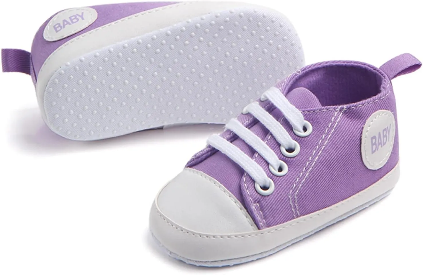 Baby Girls Boys Canvas High Top Shoes Lightweight Breathable Non-Slip Sneakers Infant Flat First Walking Shoes