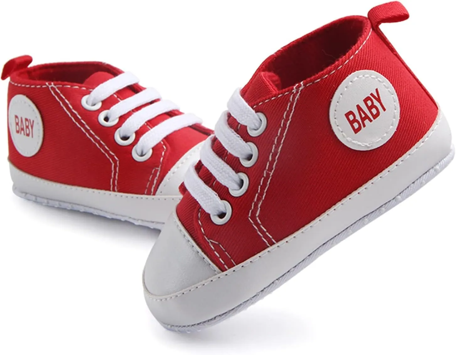 Baby Girls Boys Canvas High Top Shoes Lightweight Breathable Non-Slip Sneakers Infant Flat First Walking Shoes
