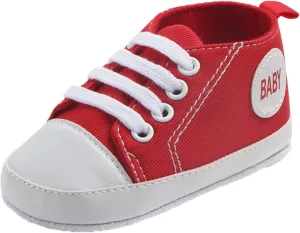 Baby Girls Boys Canvas High Top Shoes Lightweight Breathable Non-Slip Sneakers Infant Flat First Walking Shoes