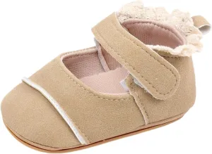 Baby Girls First Walking Shoes Infant Breathable Lightweight Slip On Slippers Casual Walking Shoes with Ankle Strap