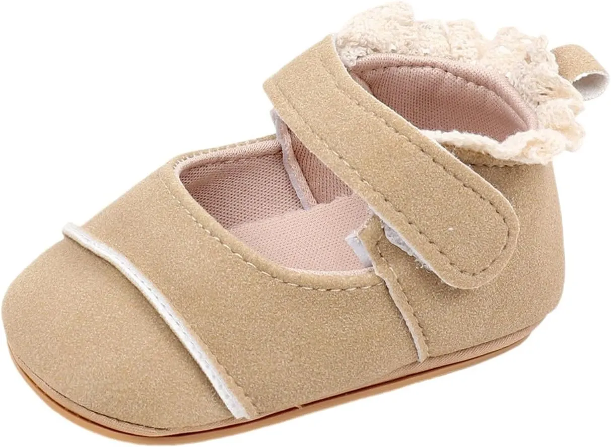 Baby Girls First Walking Shoes Infant Breathable Lightweight Slip On Slippers Casual Walking Shoes with Ankle Strap
