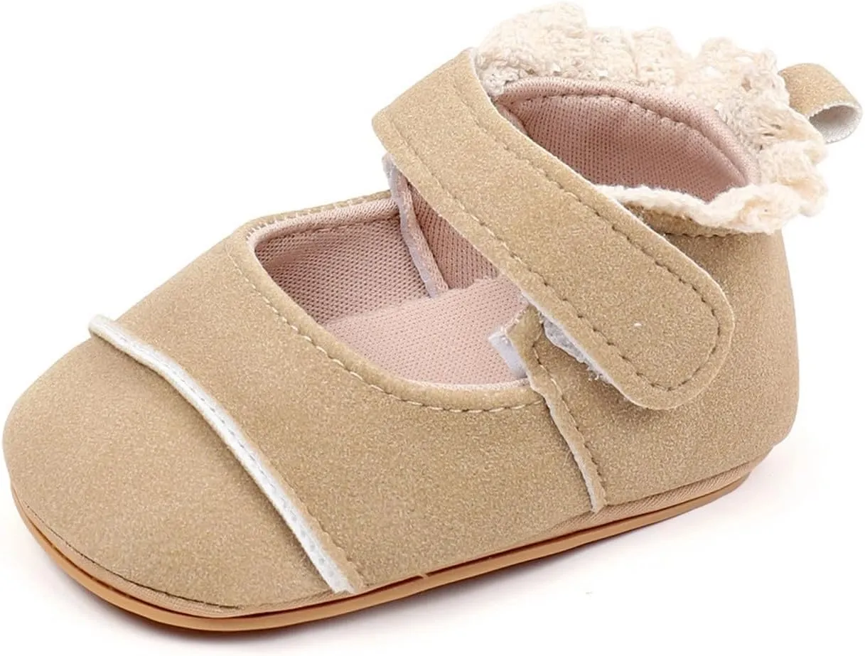 Baby Girls First Walking Shoes Infant Breathable Lightweight Slip On Slippers Casual Walking Shoes with Ankle Strap