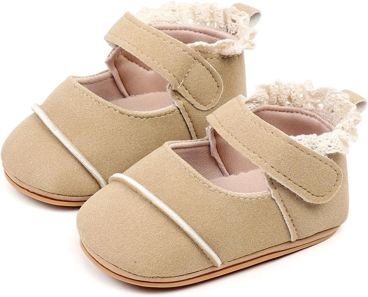 Baby Girls First Walking Shoes Infant Breathable Lightweight Slip On Slippers Casual Walking Shoes with Ankle Strap