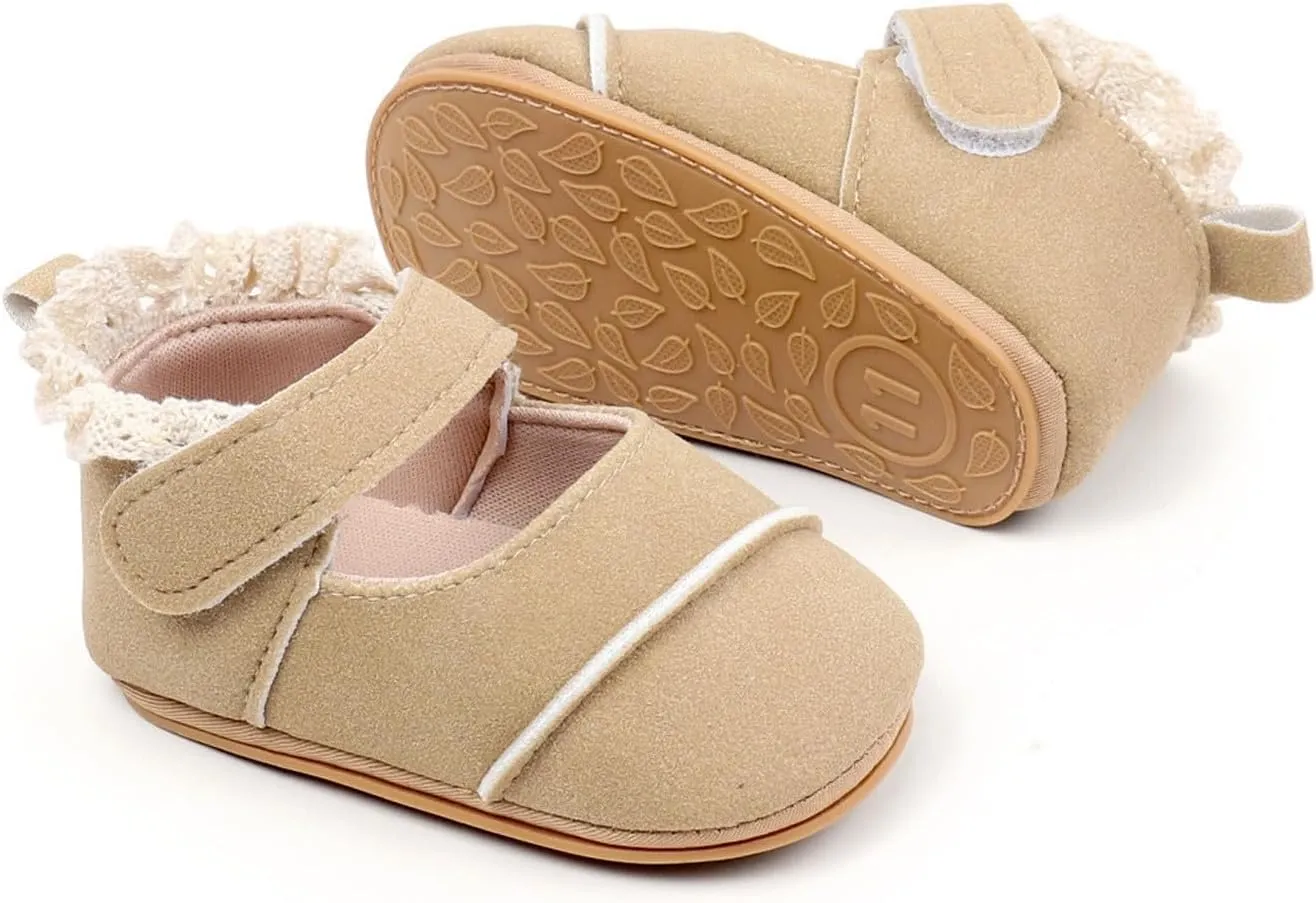 Baby Girls First Walking Shoes Infant Breathable Lightweight Slip On Slippers Casual Walking Shoes with Ankle Strap