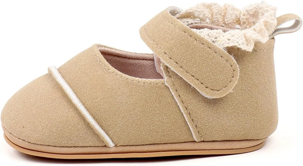 Baby Girls First Walking Shoes Infant Breathable Lightweight Slip On Slippers Casual Walking Shoes with Ankle Strap