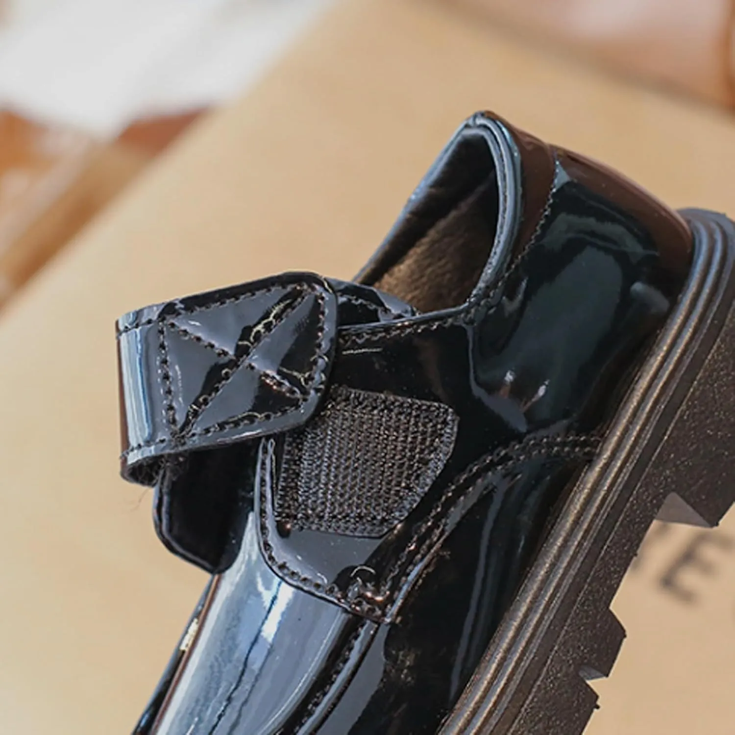 Baby Girls Platform Loafers, Chunky Loafers for Kids, Non-Slip Texture xfords PU Leather Wedding Dress Shoes
