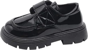 Baby Girls Platform Loafers, Chunky Loafers for Kids, Non-Slip Texture xfords PU Leather Wedding Dress Shoes