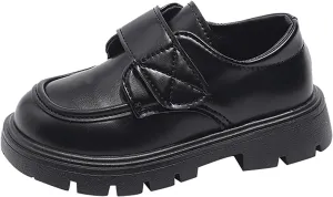 Baby Girls Platform Loafers, Chunky Loafers for Kids, Non-Slip Texture xfords PU Leather Wedding Dress Shoes