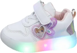 Baby Infant Strap Light up Sneakers Ankle Flat Non Slip First Walking Sport Shoes for Toddler Kids Lightweight Shoes