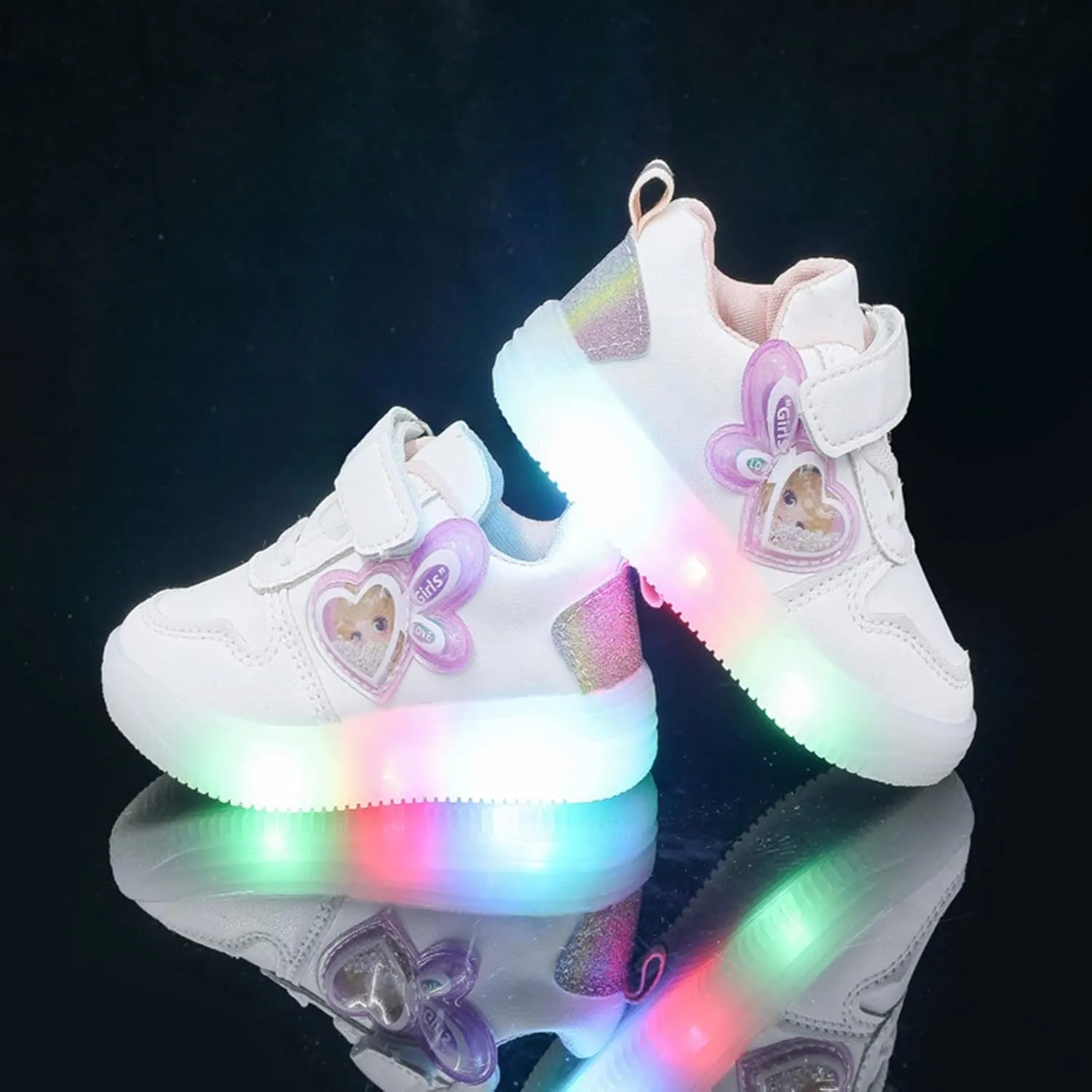 Baby Infant Strap Light up Sneakers Ankle Flat Non Slip First Walking Sport Shoes for Toddler Kids Lightweight Shoes