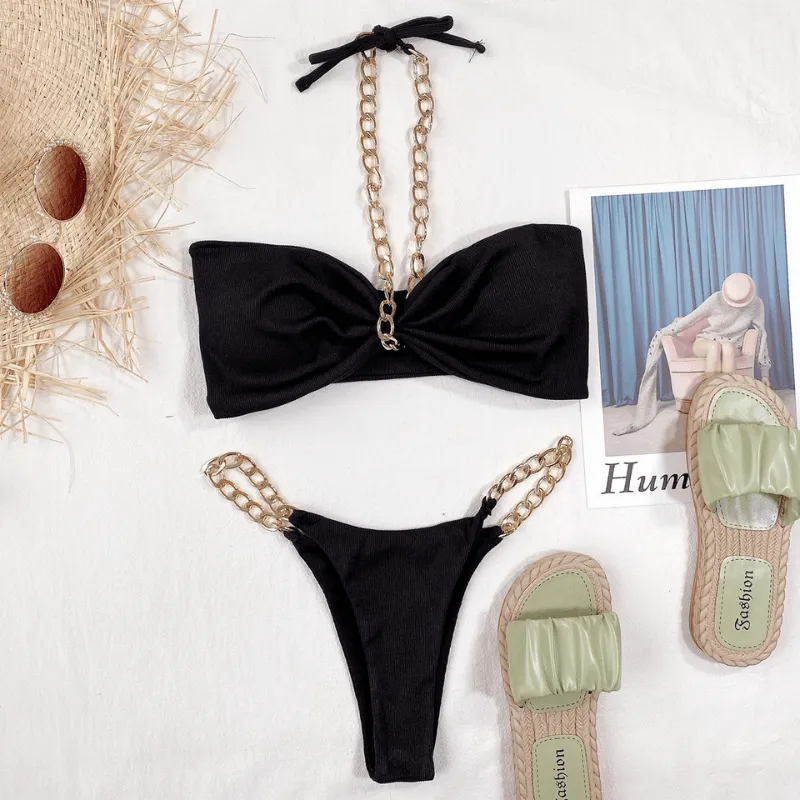 Bandeau Chain Bikini  Stylish and Comfortable Two-Piece Swimwear