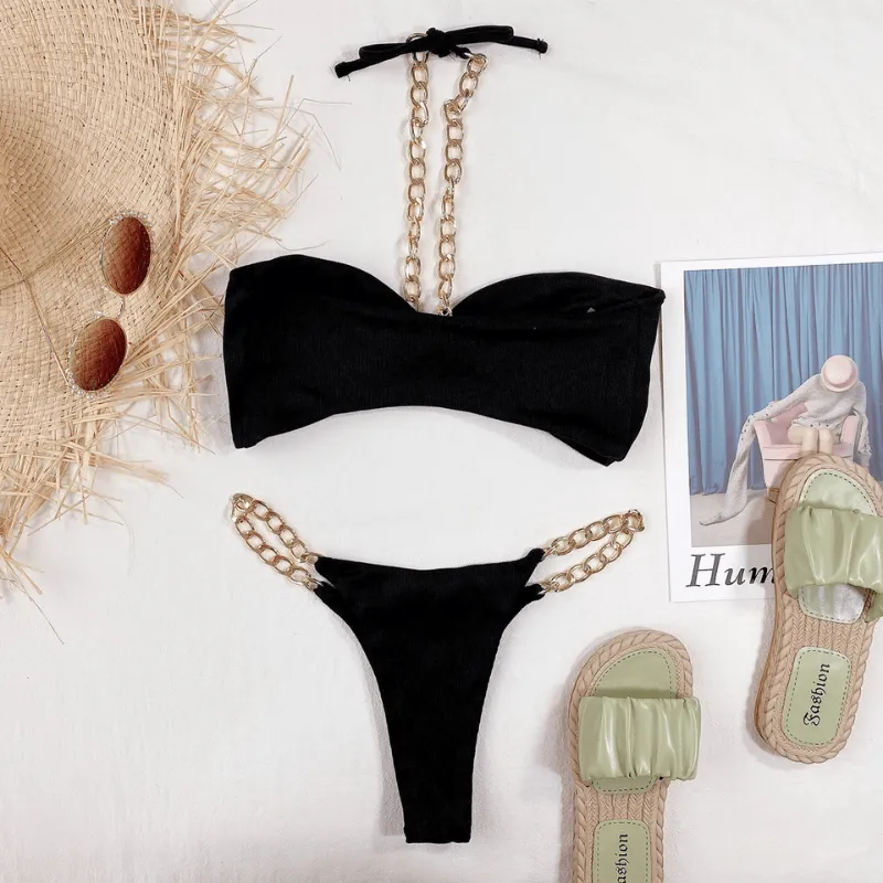 Bandeau Chain Bikini  Stylish and Comfortable Two-Piece Swimwear