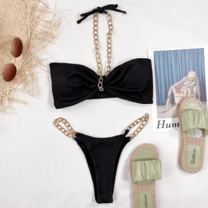 Bandeau Chain Bikini  Stylish and Comfortable Two-Piece Swimwear