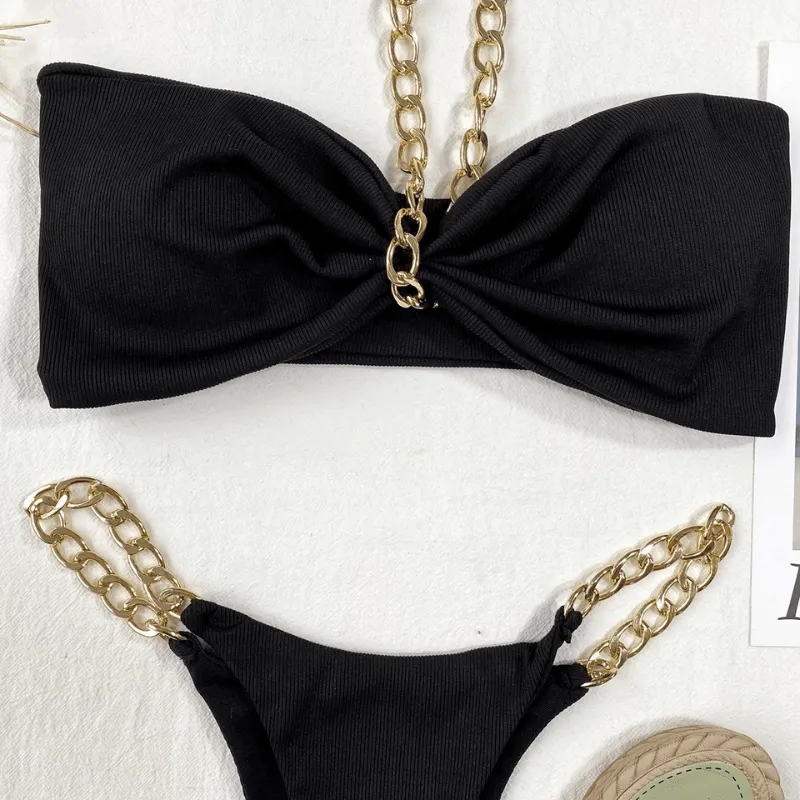 Bandeau Chain Bikini  Stylish and Comfortable Two-Piece Swimwear