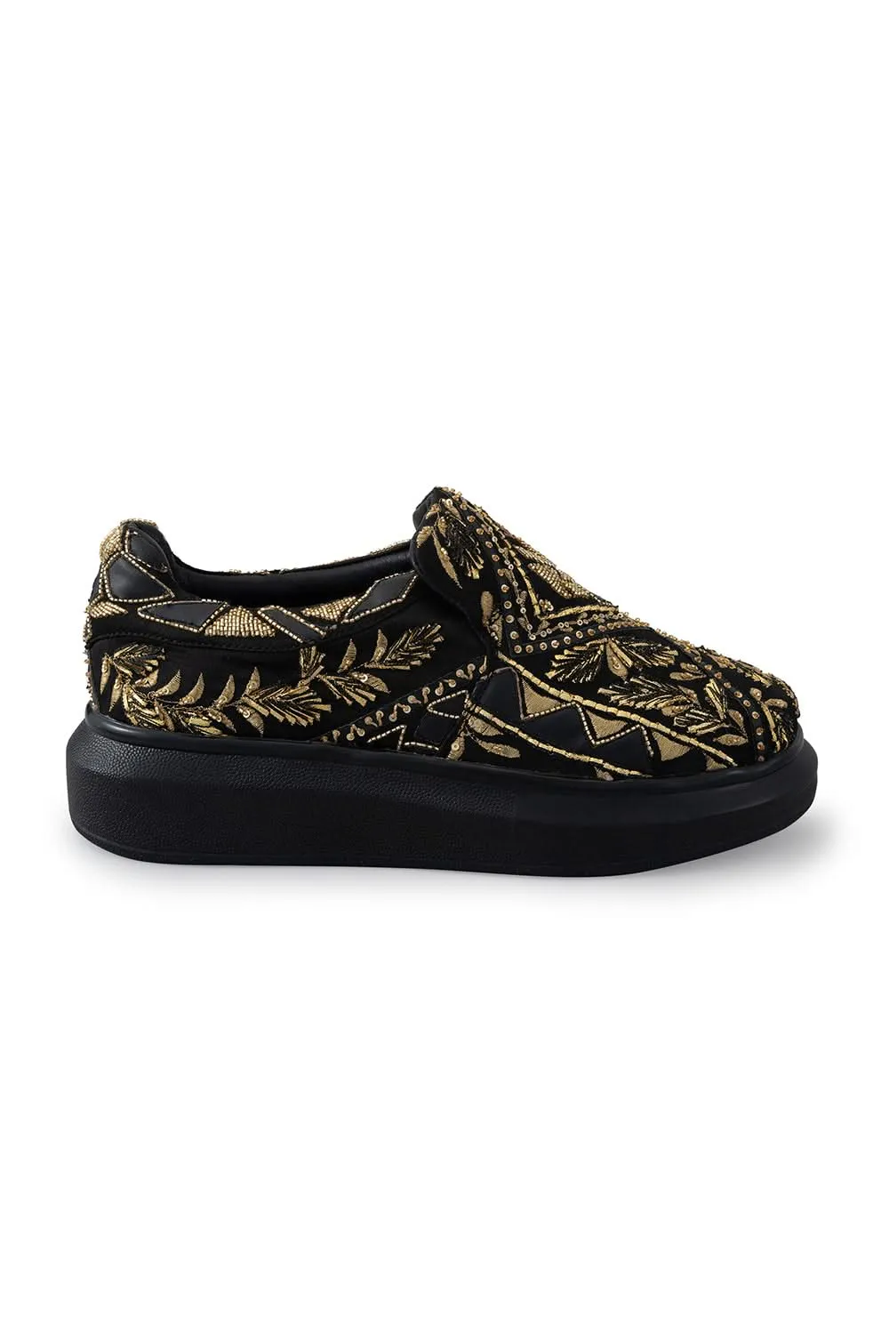 Black Masquerade Wedge Sneakers