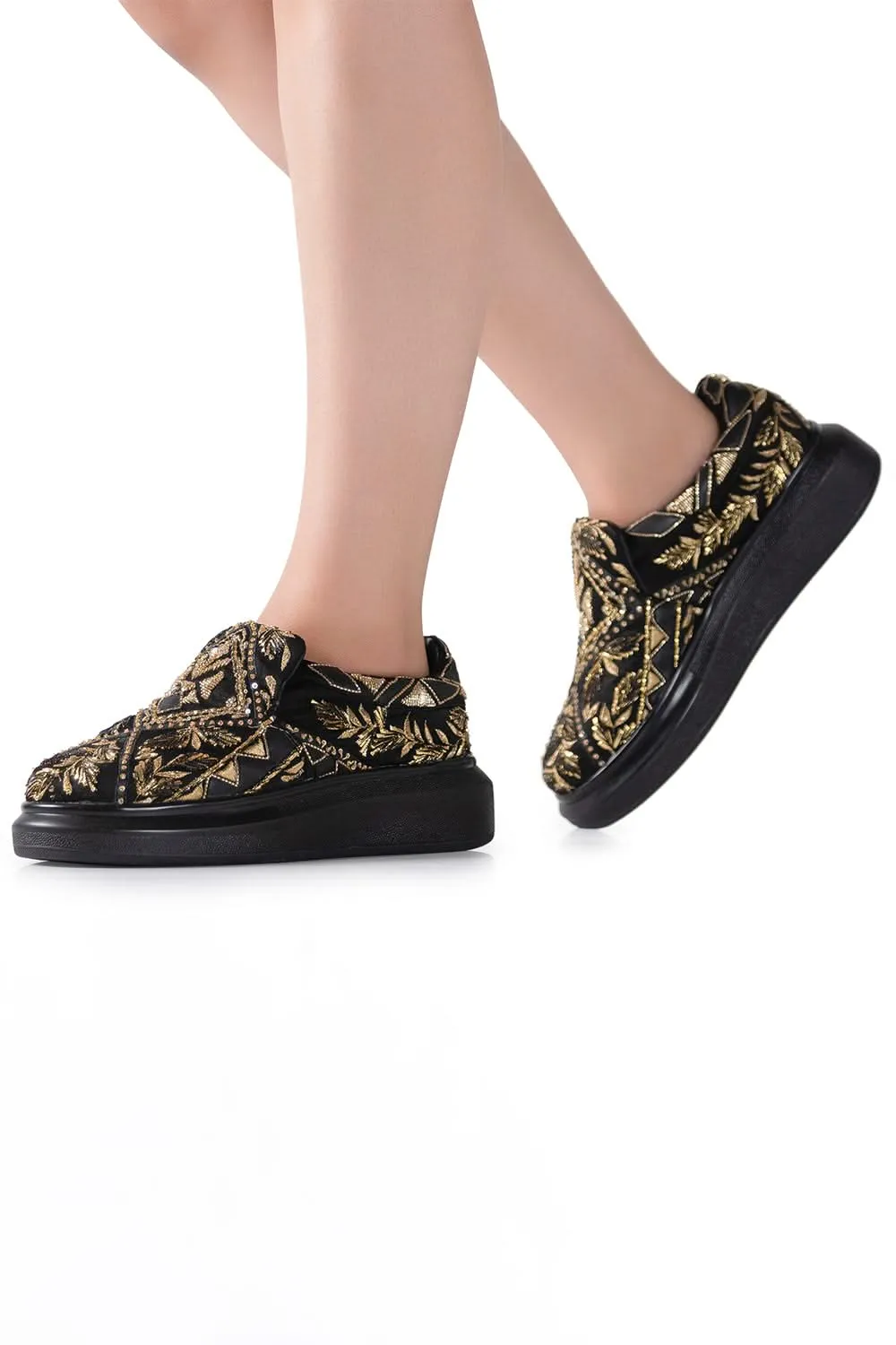 Black Masquerade Wedge Sneakers