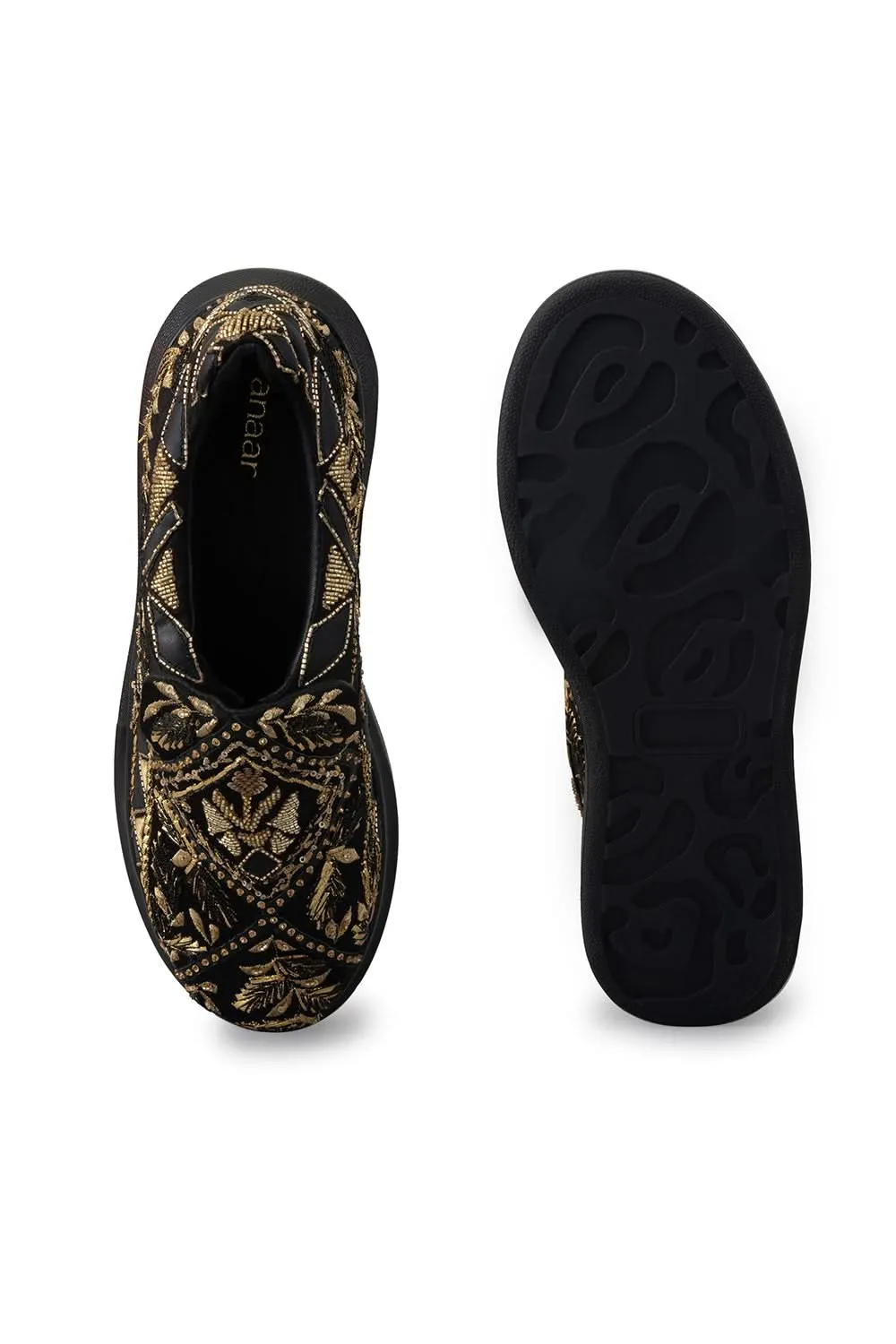 Black Masquerade Wedge Sneakers