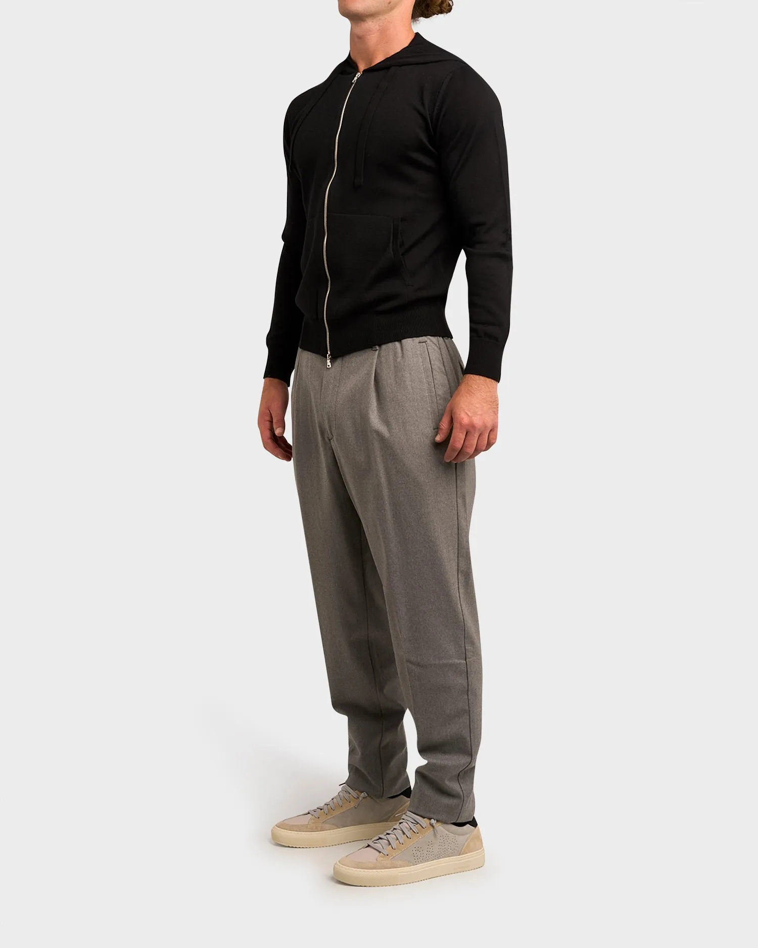 Black Zip Virgin Wool Sweater