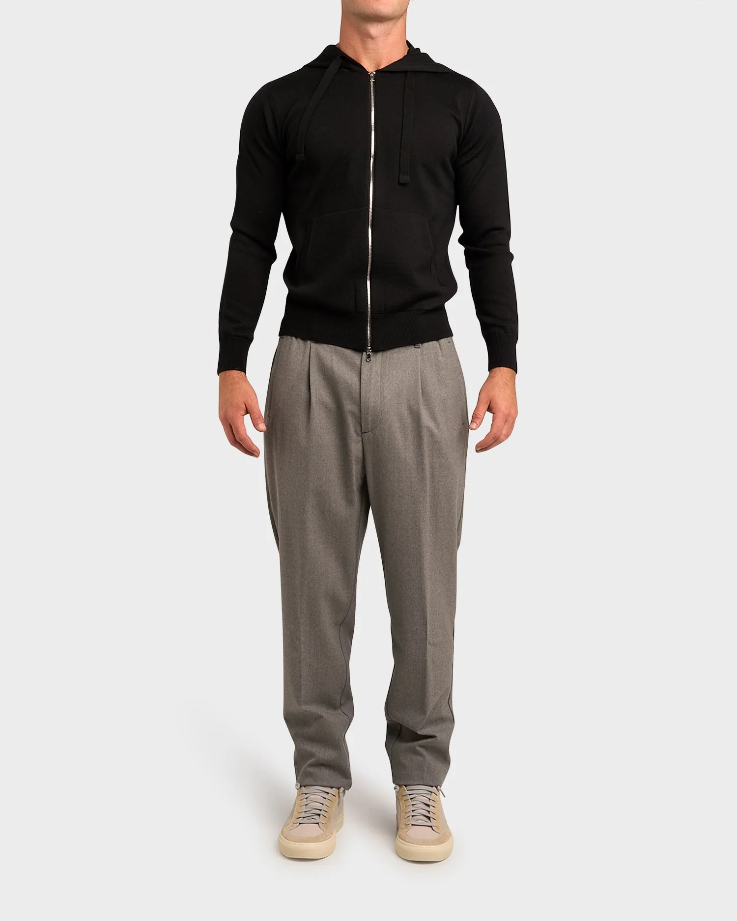 Black Zip Virgin Wool Sweater
