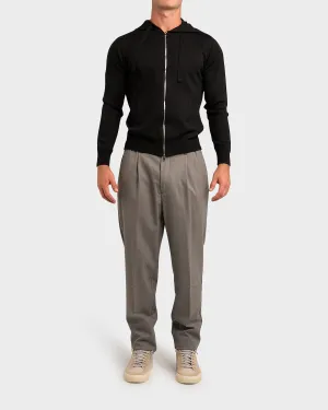 Black Zip Virgin Wool Sweater
