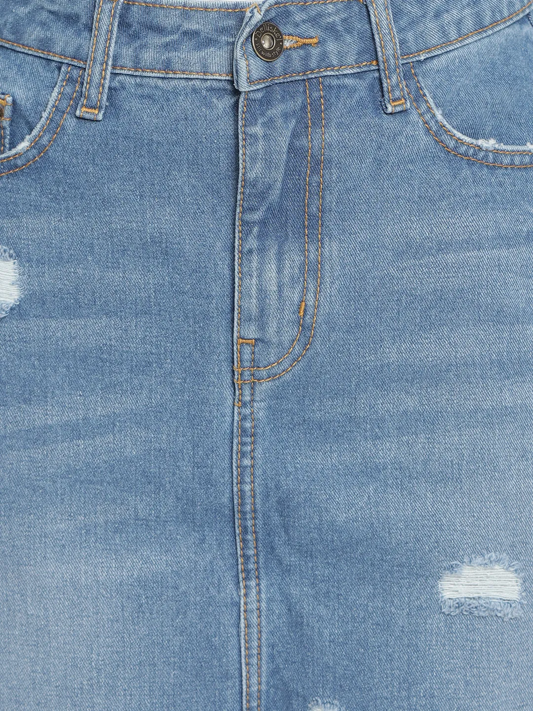 Blue Asymmetrical Denim Skirt