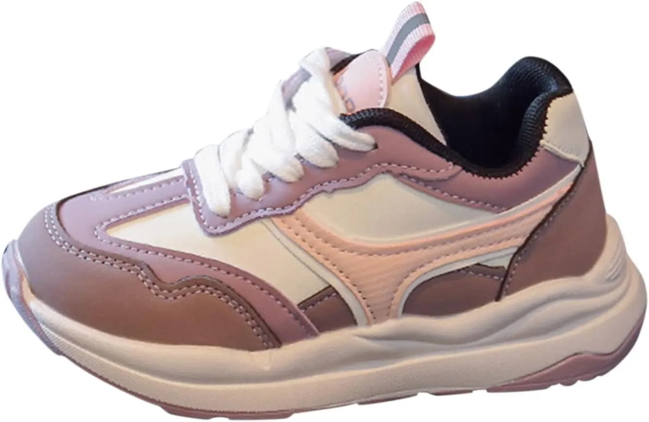 Boys Girls School Running Shoes, Kids Lace-up Lightweight Breathable Tennis Shoes, Flat Bottom Casual Walking Us Kid