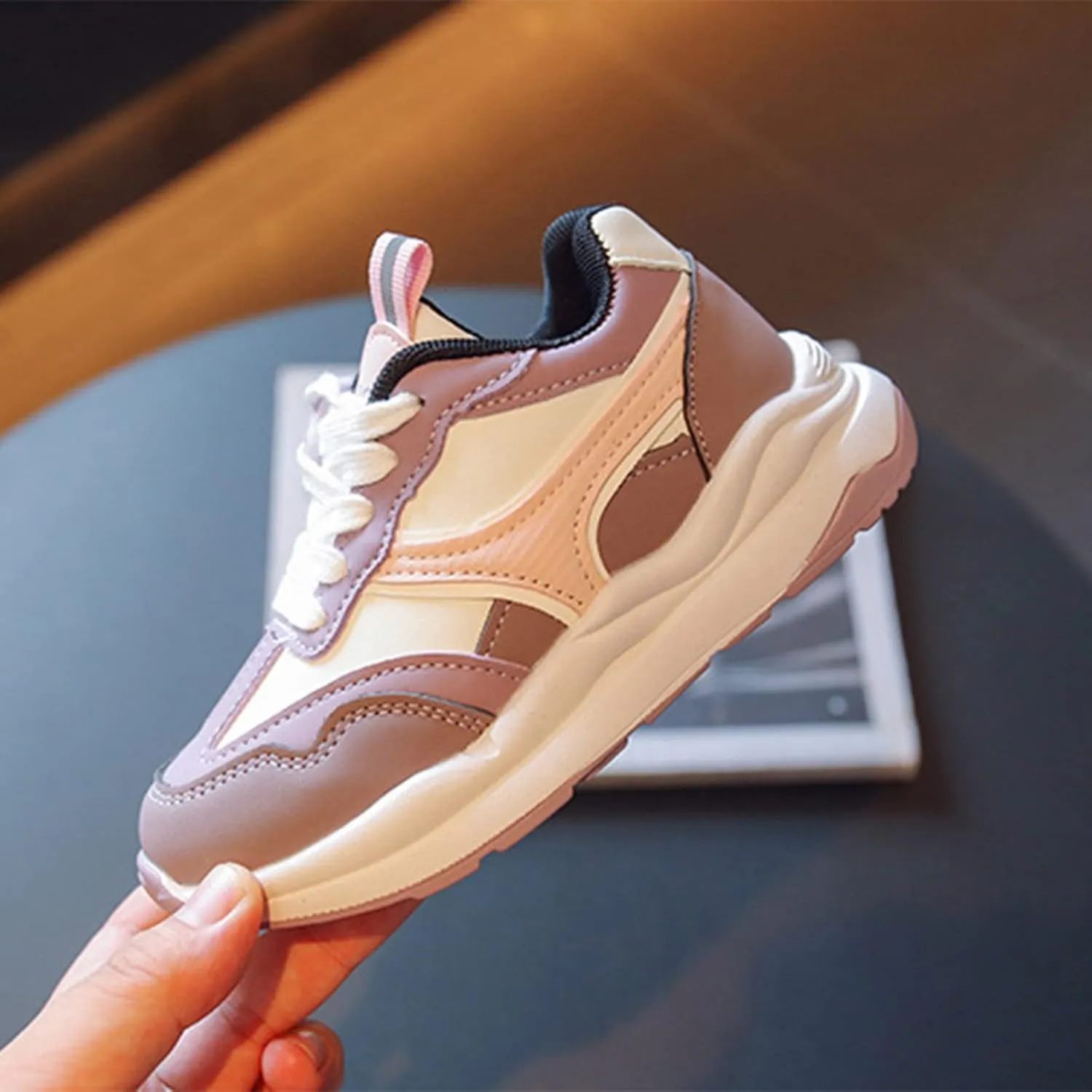 Boys Girls School Running Shoes, Kids Lace-up Lightweight Breathable Tennis Shoes, Flat Bottom Casual Walking Us Kid