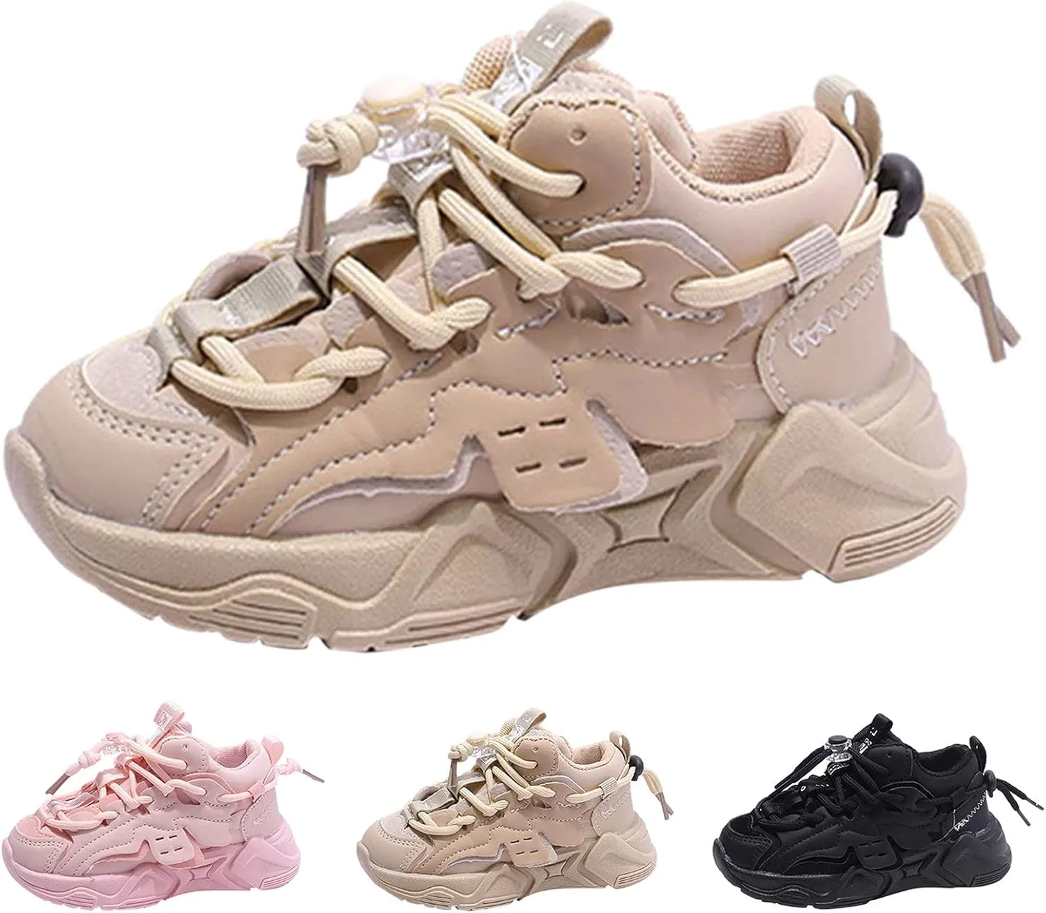 Boys Girls Solid Strap Tennis Shoes Thick Soles Non Slip Comfortable Breathable Running Athletic Shoes Toddler Size 4