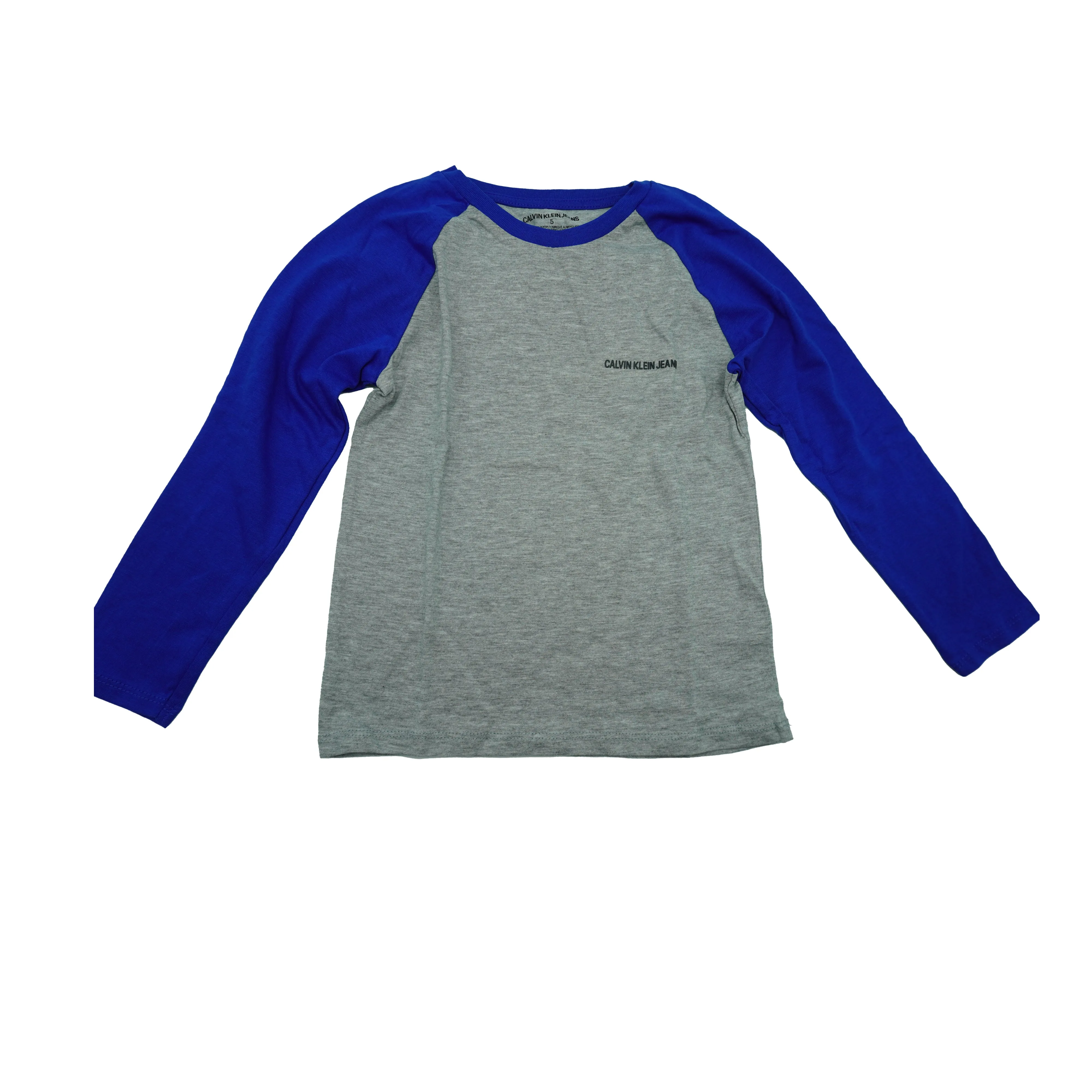 Calvin Klein Boy's Long Sleeve Raglan T Shirt Blue Gray Size 5
