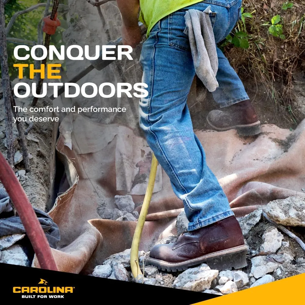Carolina Elm 8 Unlined Logger Boots for Men - Unlined Leather Upper, Pillow Cushion Footbed, and Welted Oil- and Slip-Resistant Outsole, EH Rated