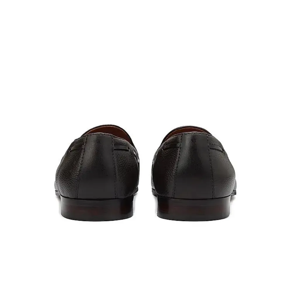 Coffee Leather Loafers With Tassels