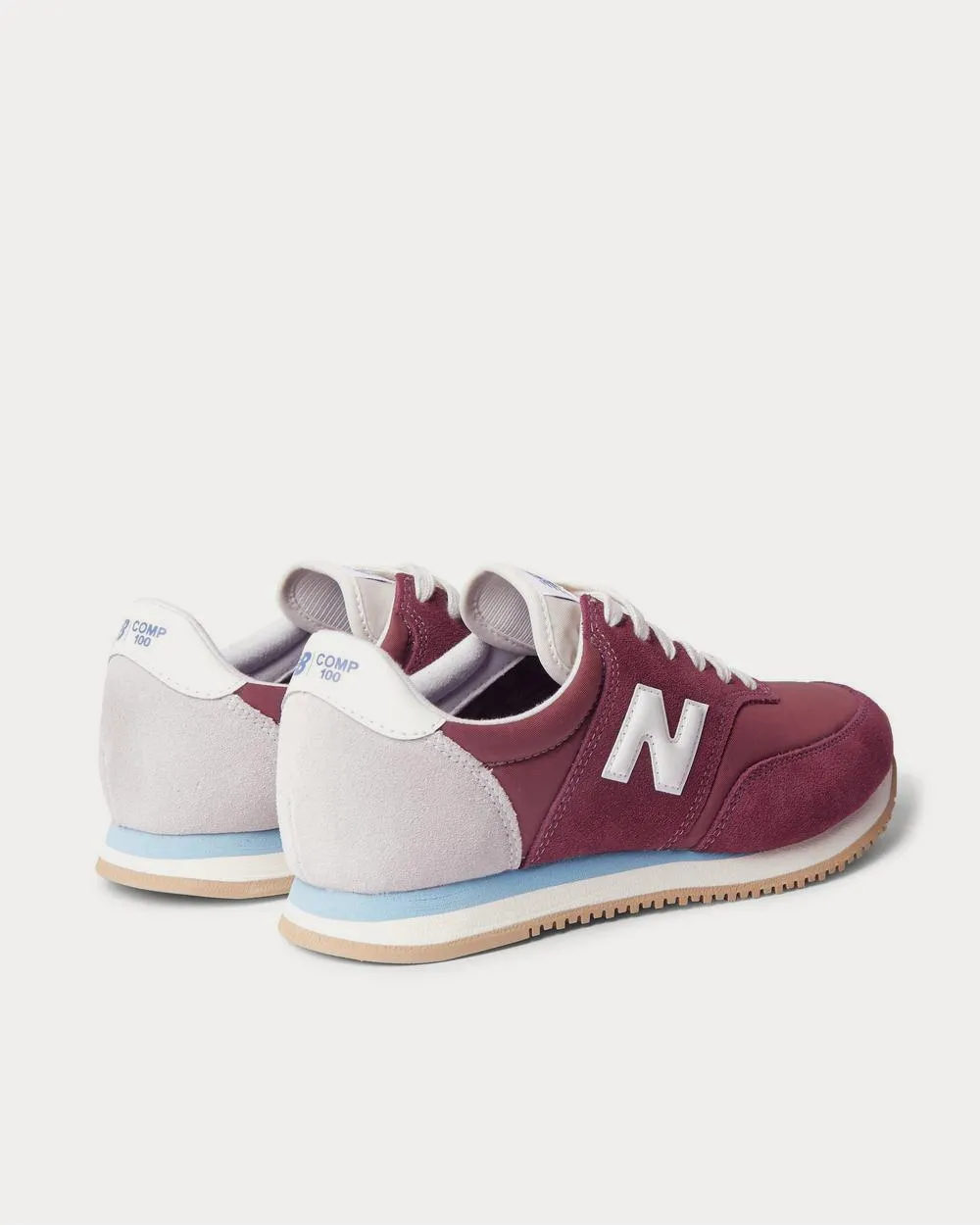 Comp 100 Leather and Suede-Trimmed Shell  Burgundy low top sneakers