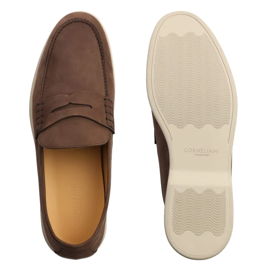 CORNELIANI Nubuck Penny Loafer BROWN