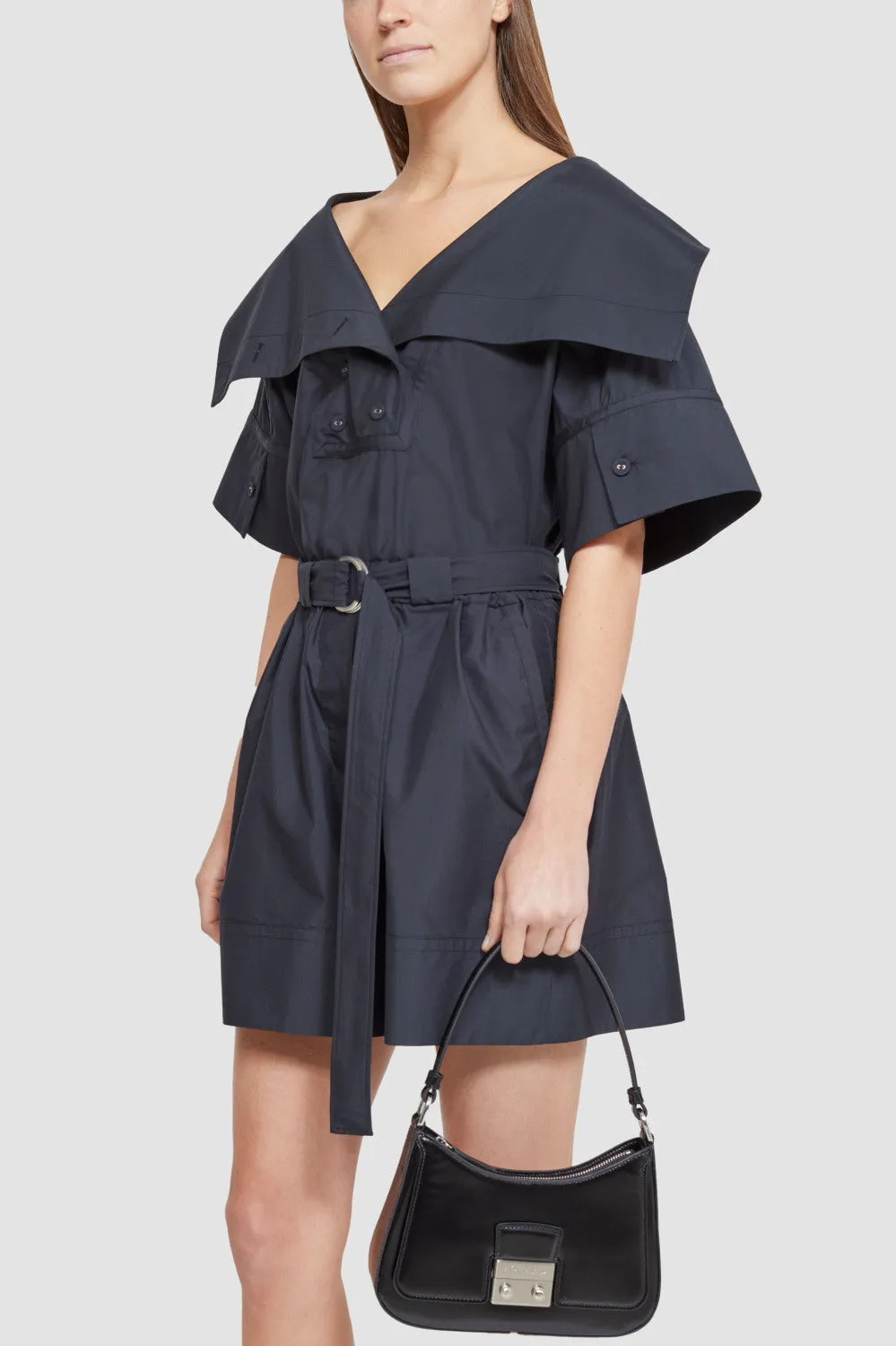 Cotton Poplin Belted Utility Romper
