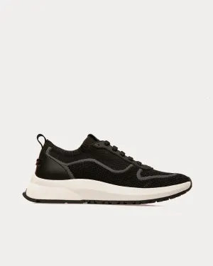 Davyn Polyester Mix Black Low Top Sneakers
