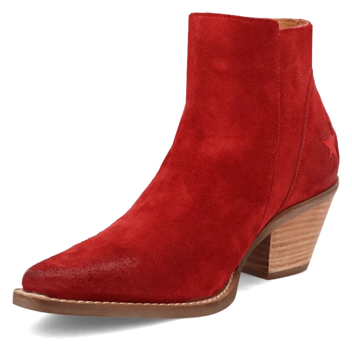 Dingo Womens Little Starie Red Suede Ankle Boots