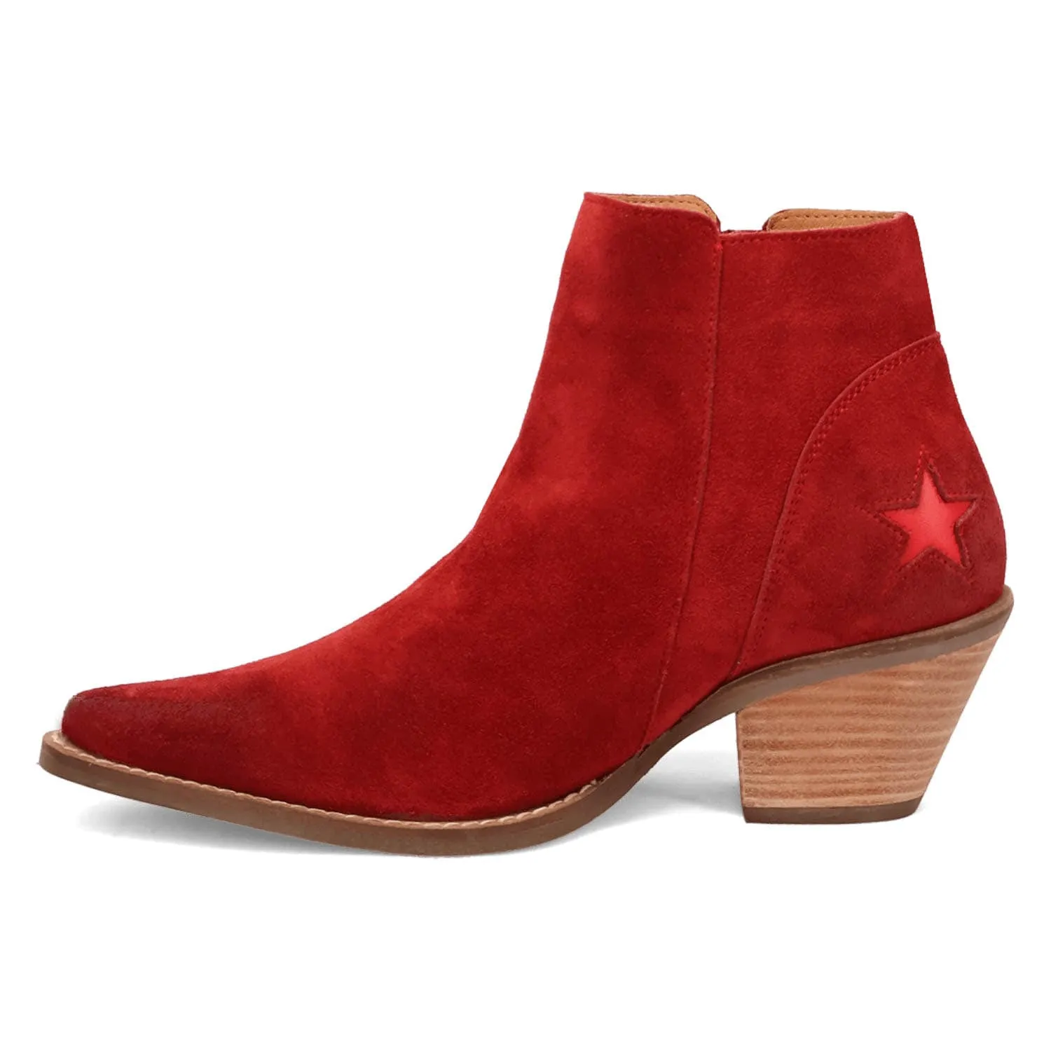 Dingo Womens Little Starie Red Suede Ankle Boots