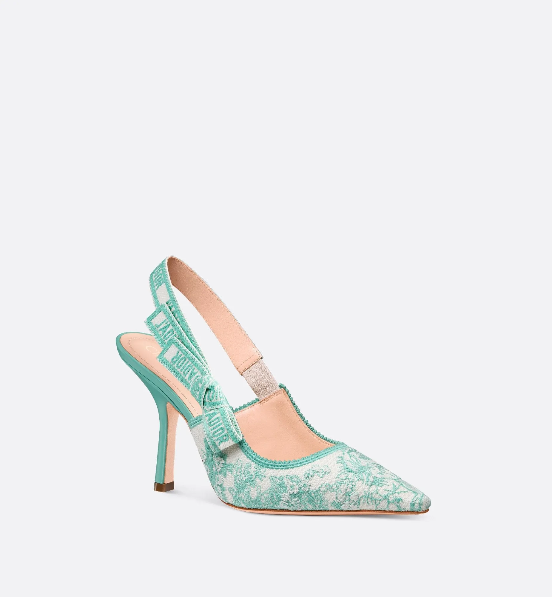 Dioriviera J'Adior Slingback Pump Cotton Embroidered With Aquamarina Toile De Jouy Sauvage Motif